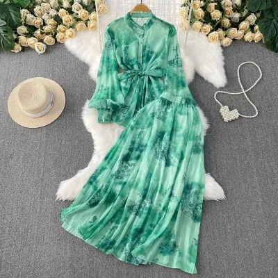  WAIST SLIMMING TOP + SKIRT TWO-PIECE SET